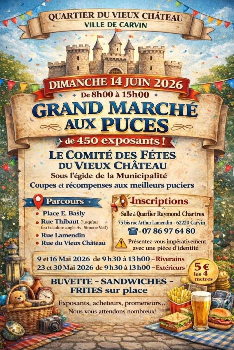 marché aux puces du Vieux Château à Carvin (62)